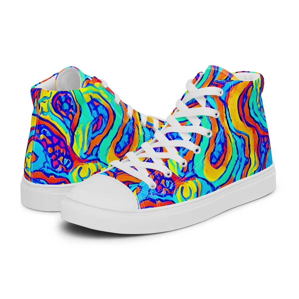 Tangerine Tempest on Women's High Top Canvas Shoes — Left