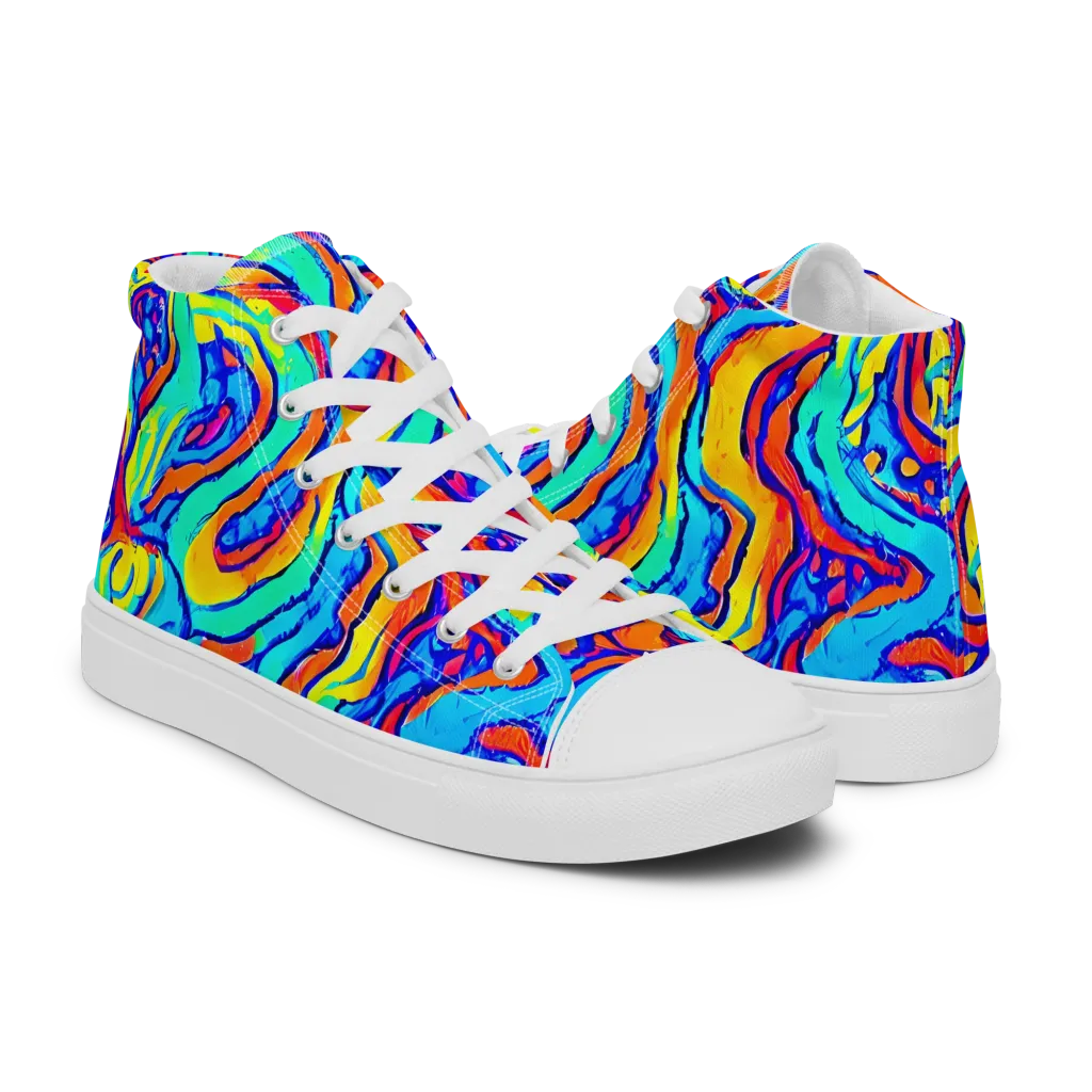 Tangerine Tempest on Women's High Top Canvas Shoes — Right