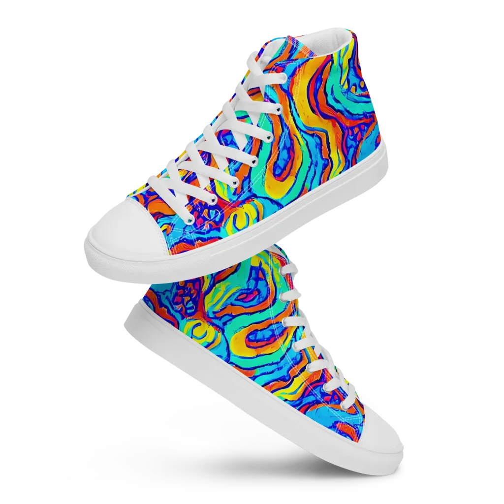 Tangerine Tempest on Women's High Top Canvas Shoes — Front