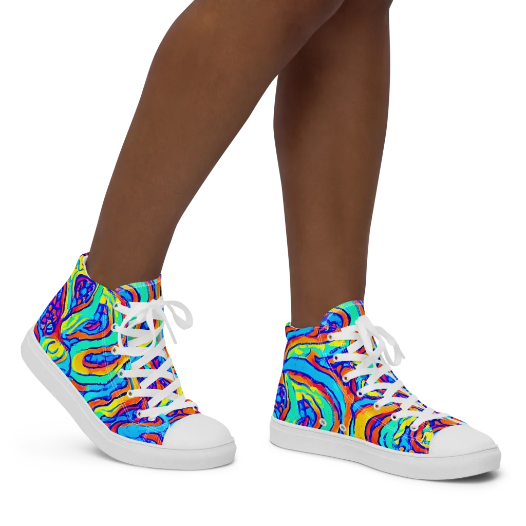 Tangerine Tempest on Women's High Top Canvas Shoes — Right
