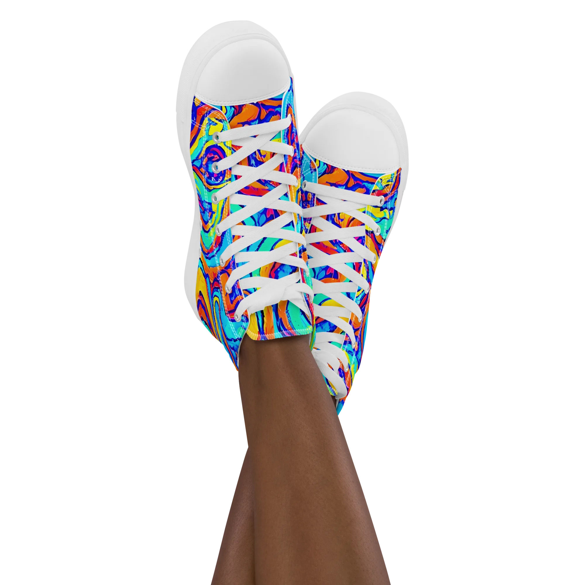 Tangerine Tempest on Women's High Top Canvas Shoes — Front