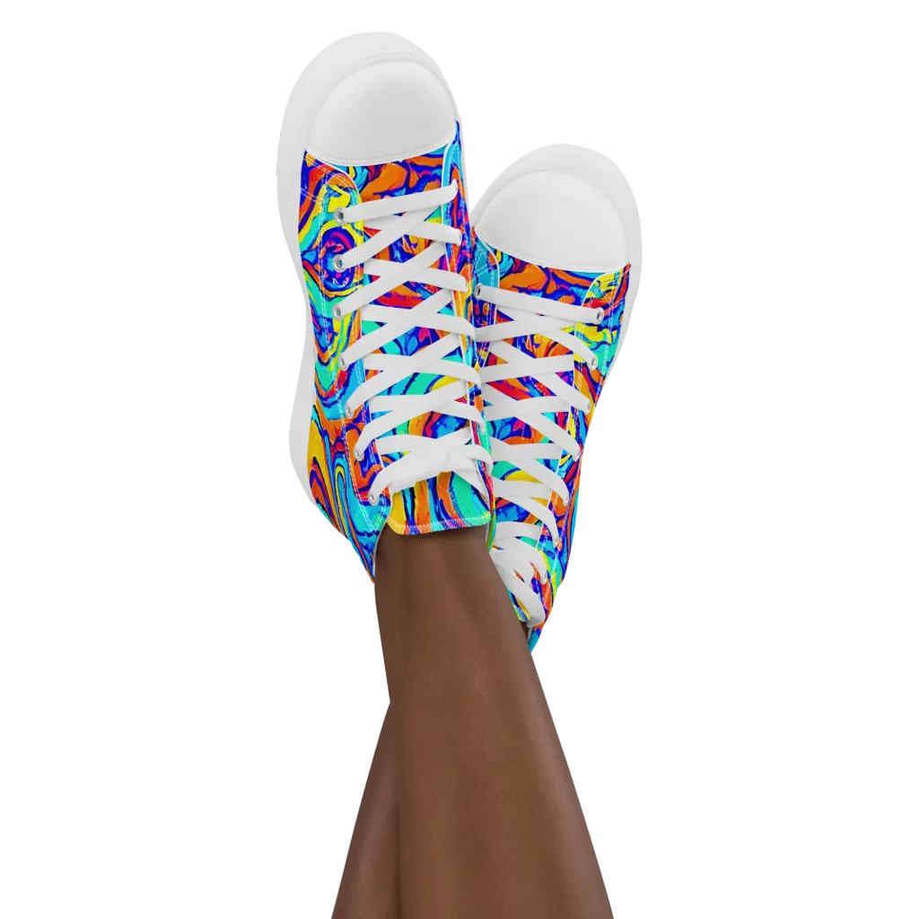 Tangerine Tempest on Women's High Top Canvas Shoes — Front