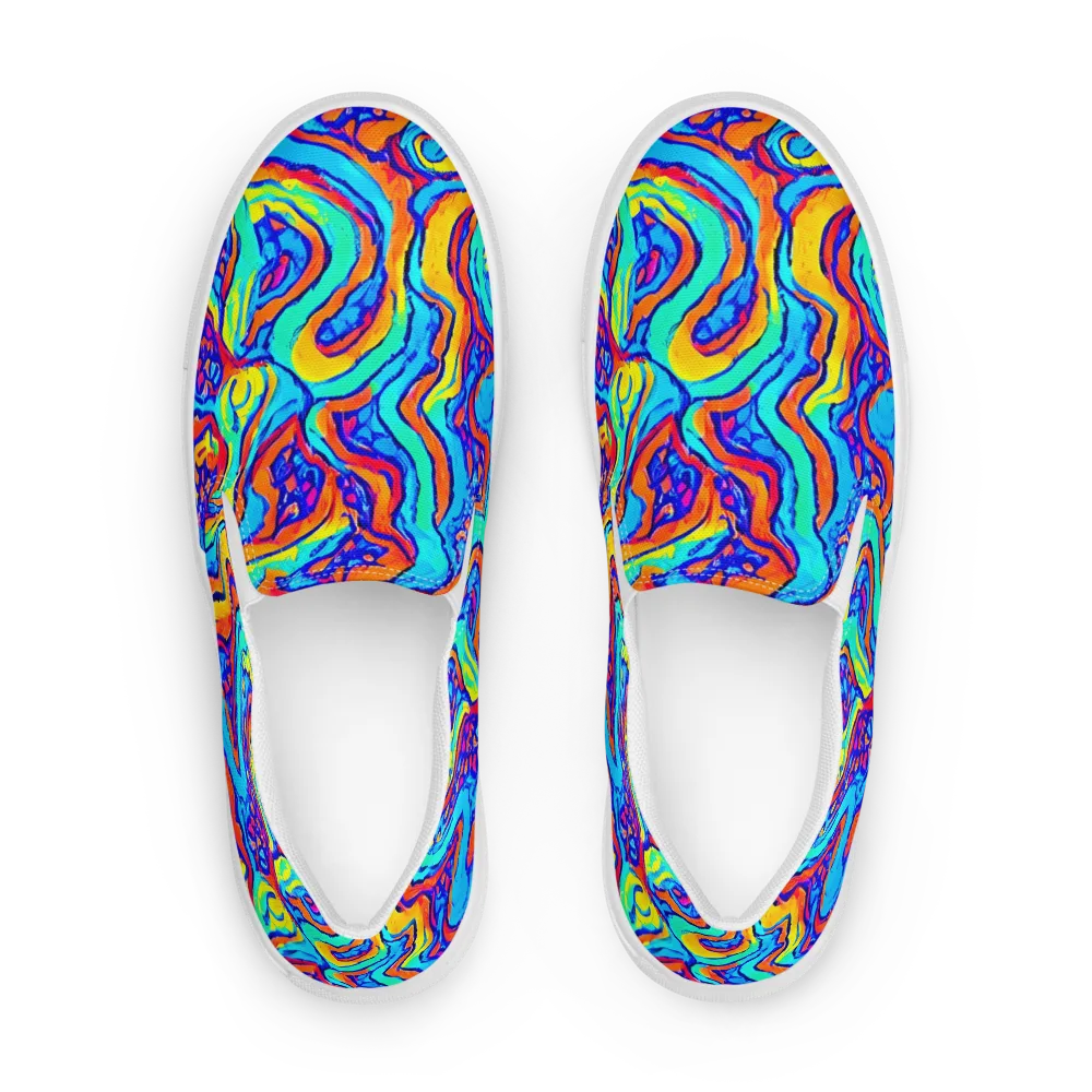 Tangerine Tempest on Men's Slip-On Canvas Shoes — Front