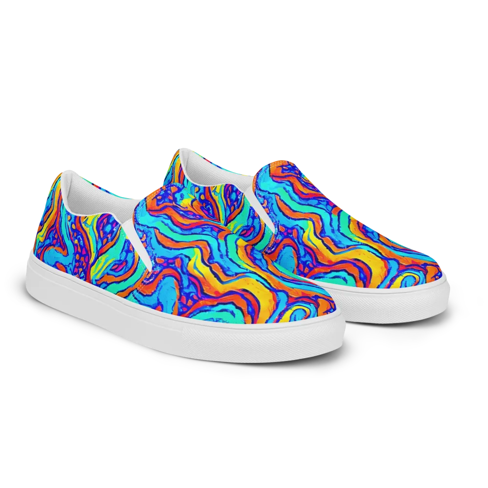 Tangerine Tempest on Men's Slip-On Canvas Shoes — Right Front