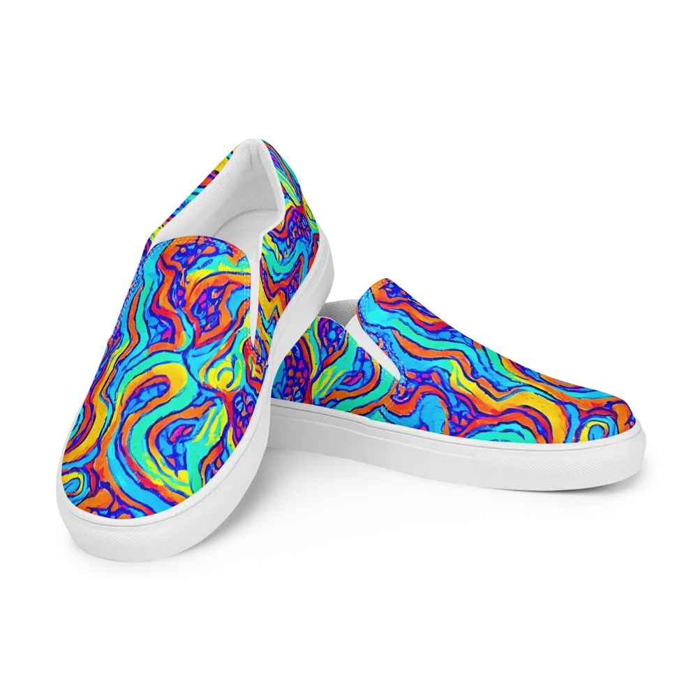Tangerine Tempest on Men's Slip-On Canvas Shoes — Left Front