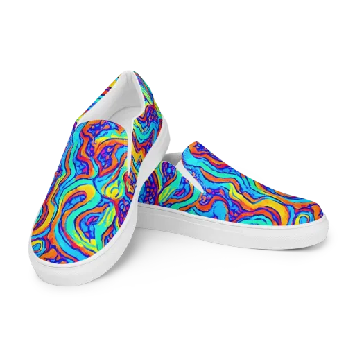 Tangerine Tempest on a Men's Slip-On Canvas Shoes