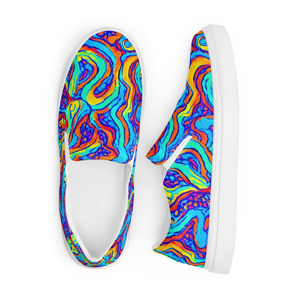 Tangerine Tempest on Men's Slip-On Canvas Shoes — Front