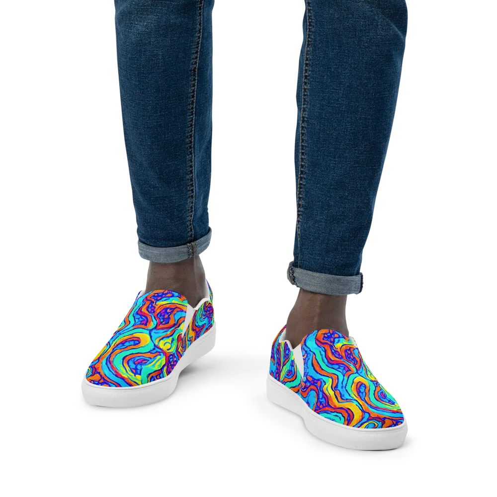 Tangerine Tempest on Men's Slip-On Canvas Shoes — Front