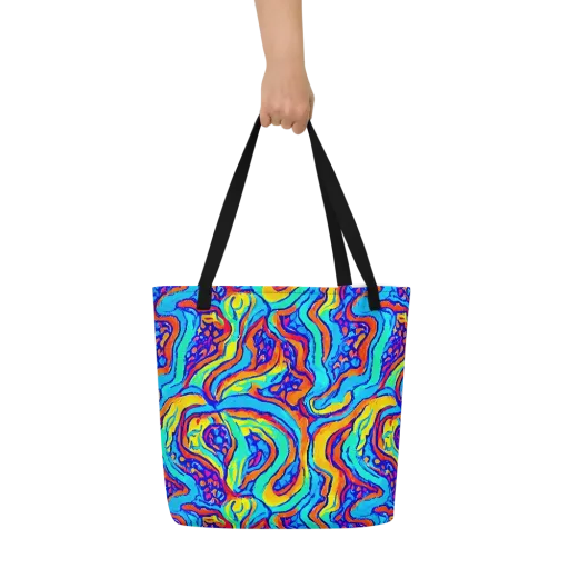 Tangerine Tempest on a Large Tote Bag W/ Pocket