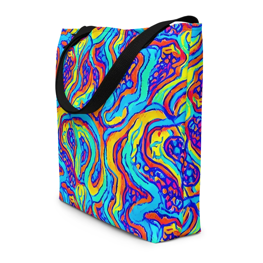 Tangerine Tempest on Large Tote Bag W/ Pocket — Front