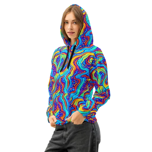 Tangerine Tempest on a Cotton Hoodie
