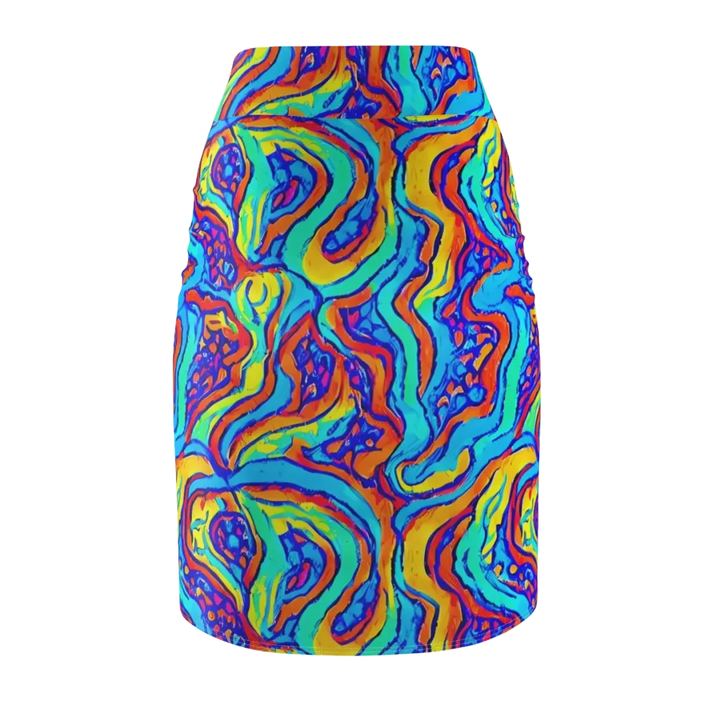 Tangerine Tempest on Pencil Skirt — Back