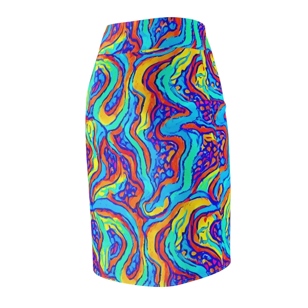 Tangerine Tempest on Pencil Skirt — Back Side