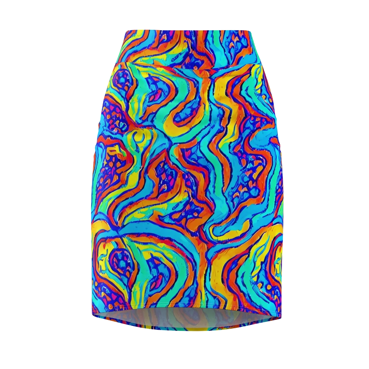 Tangerine Tempest on Pencil Skirt — Front