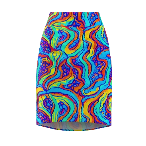 Tangerine Tempest on a Pencil Skirt
