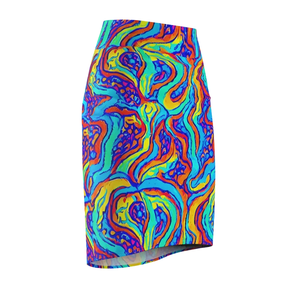 Tangerine Tempest on Pencil Skirt — Front Side