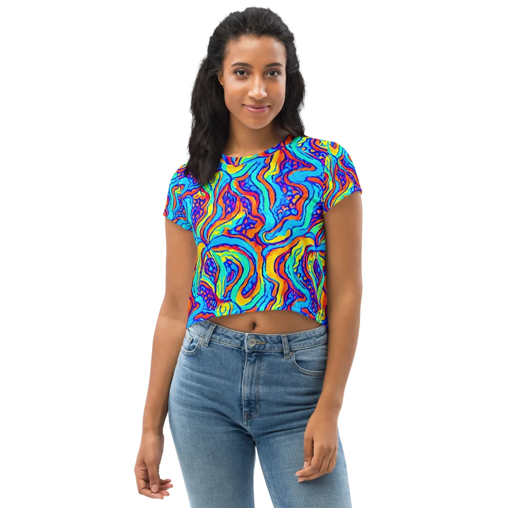 Tangerine Tempest on Crop Tee — Front