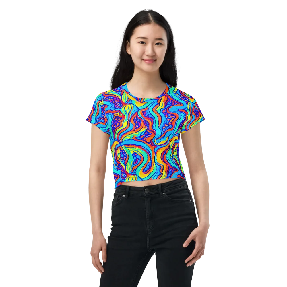 Tangerine Tempest on Crop Tee — Front
