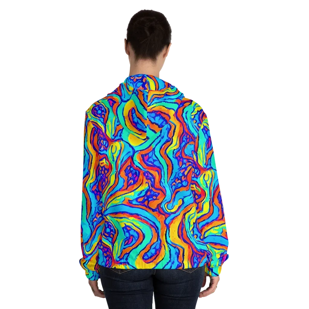 Tangerine Tempest on Women's Full-Zip Hoodie — Back On Person