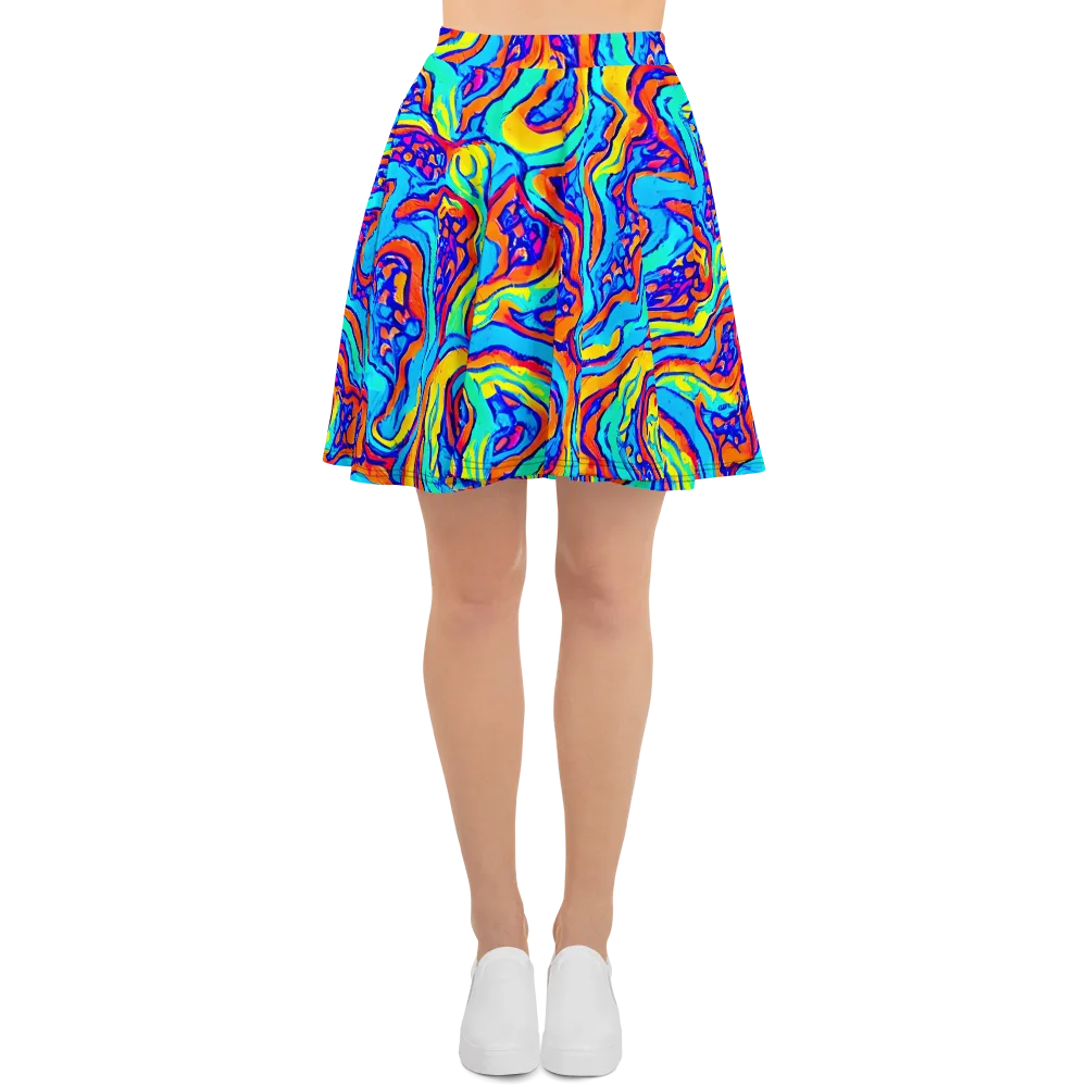 Tangerine Tempest on Skater Skirt — Front