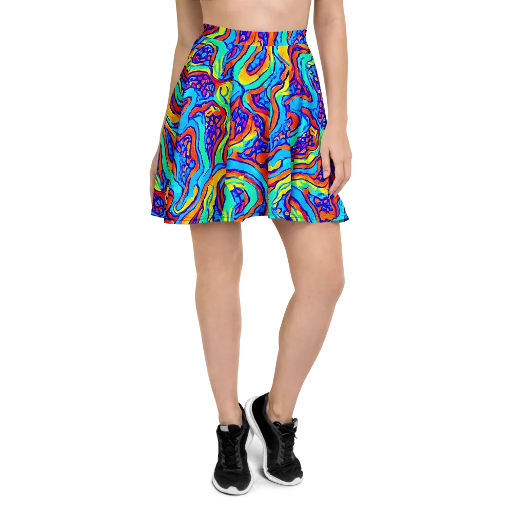 Tangerine Tempest on Skater Skirt — Front