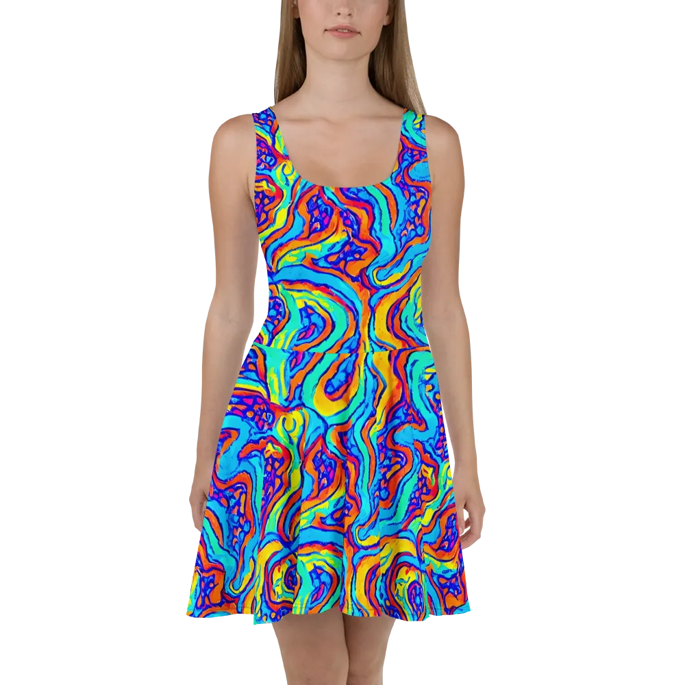 Tangerine Tempest on Skater Dress — Front