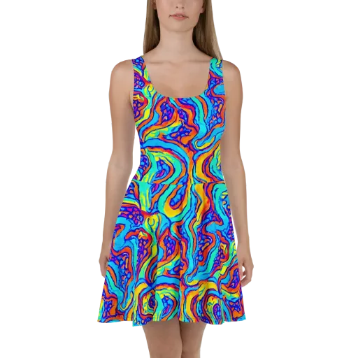 Tangerine Tempest on a Skater Dress