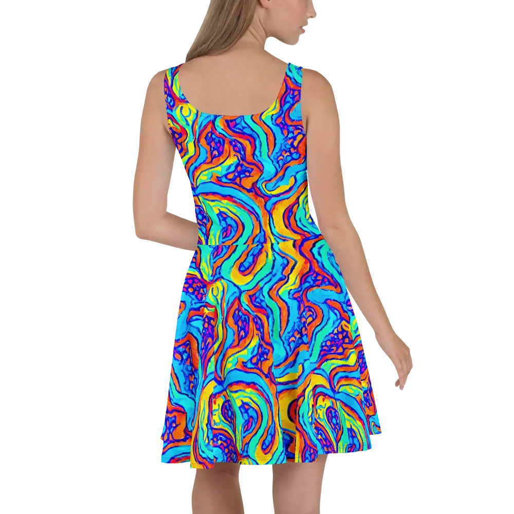 Tangerine Tempest on Skater Dress — Back