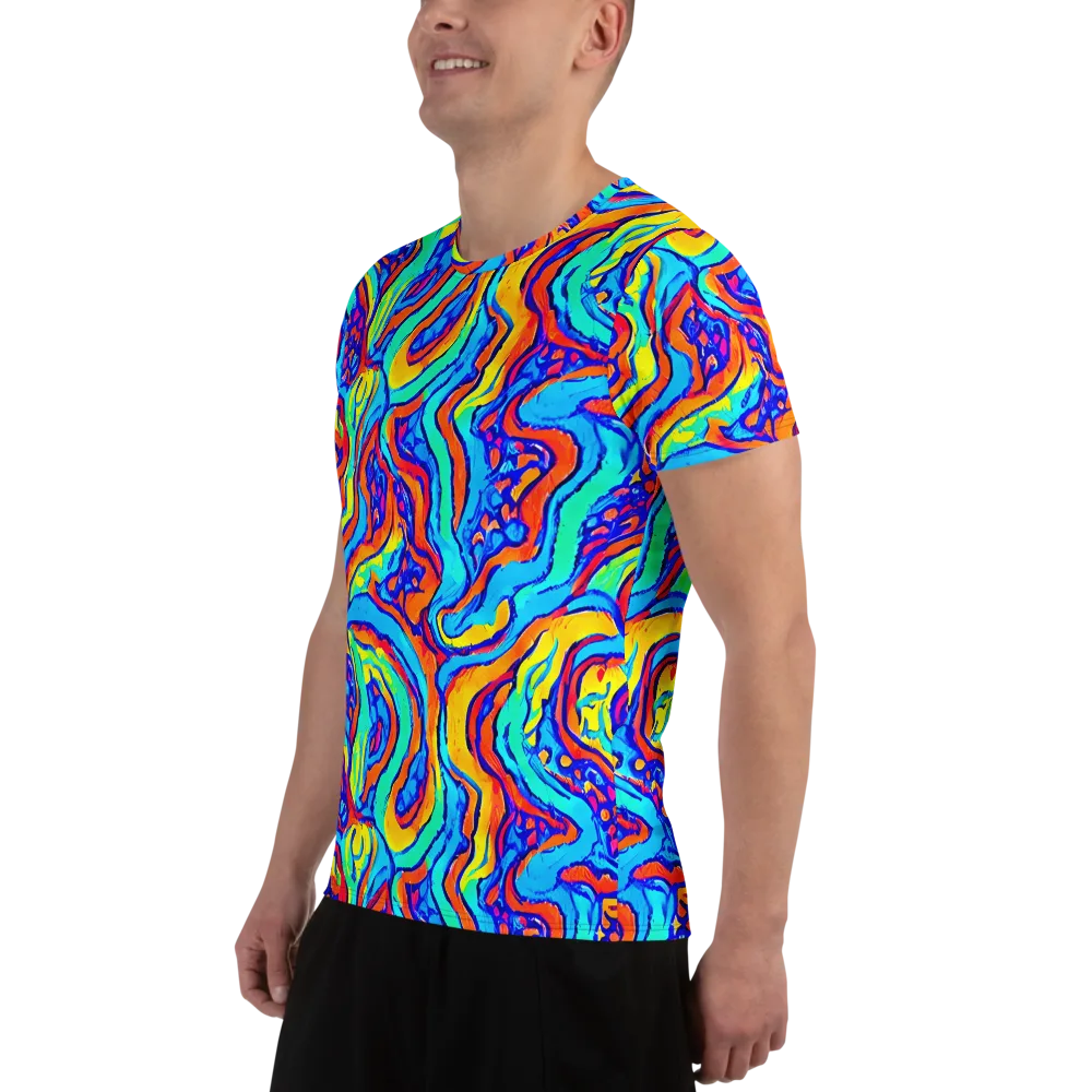 Tangerine Tempest on Men's Athletic T-Shirt — Left