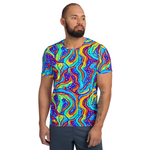 Tangerine Tempest on a Men's Athletic T-Shirt