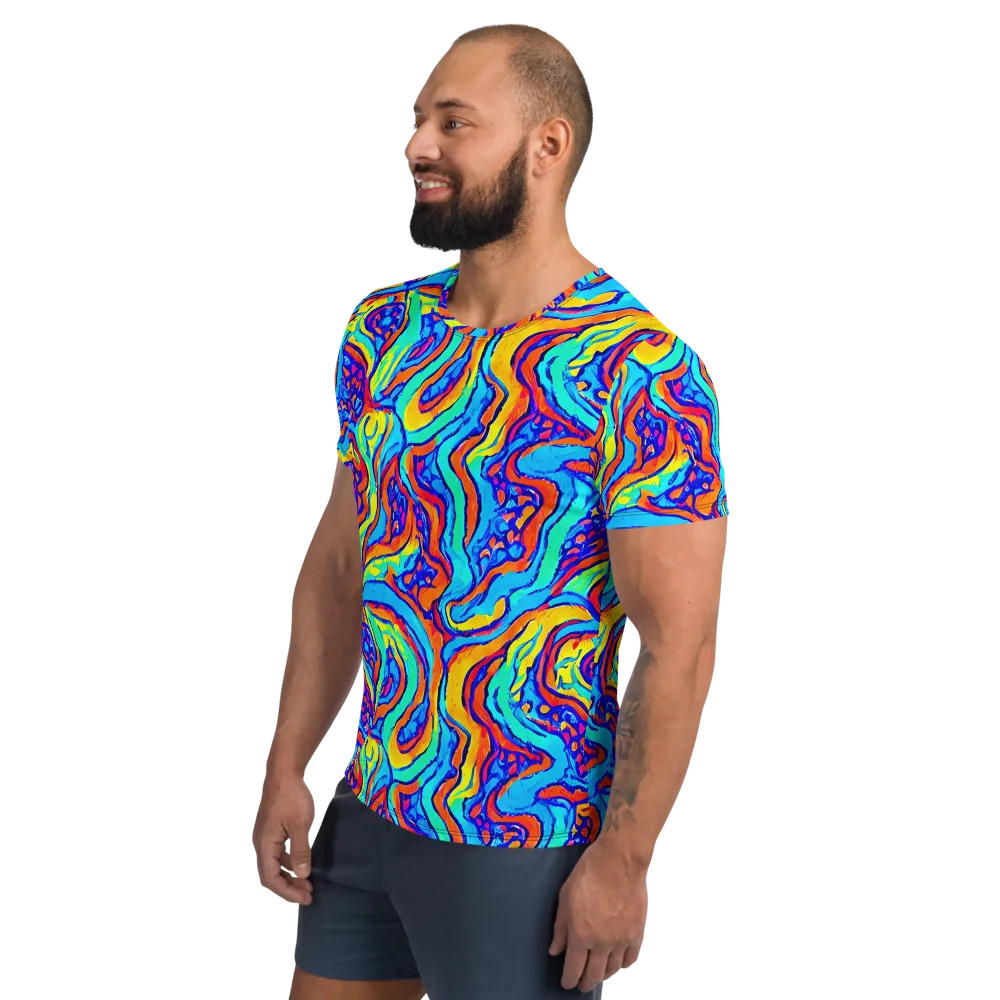 Tangerine Tempest on Men's Athletic T-Shirt — Left