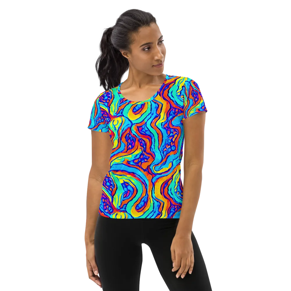 Tangerine Tempest on Women's Athletic T-Shirt — Front