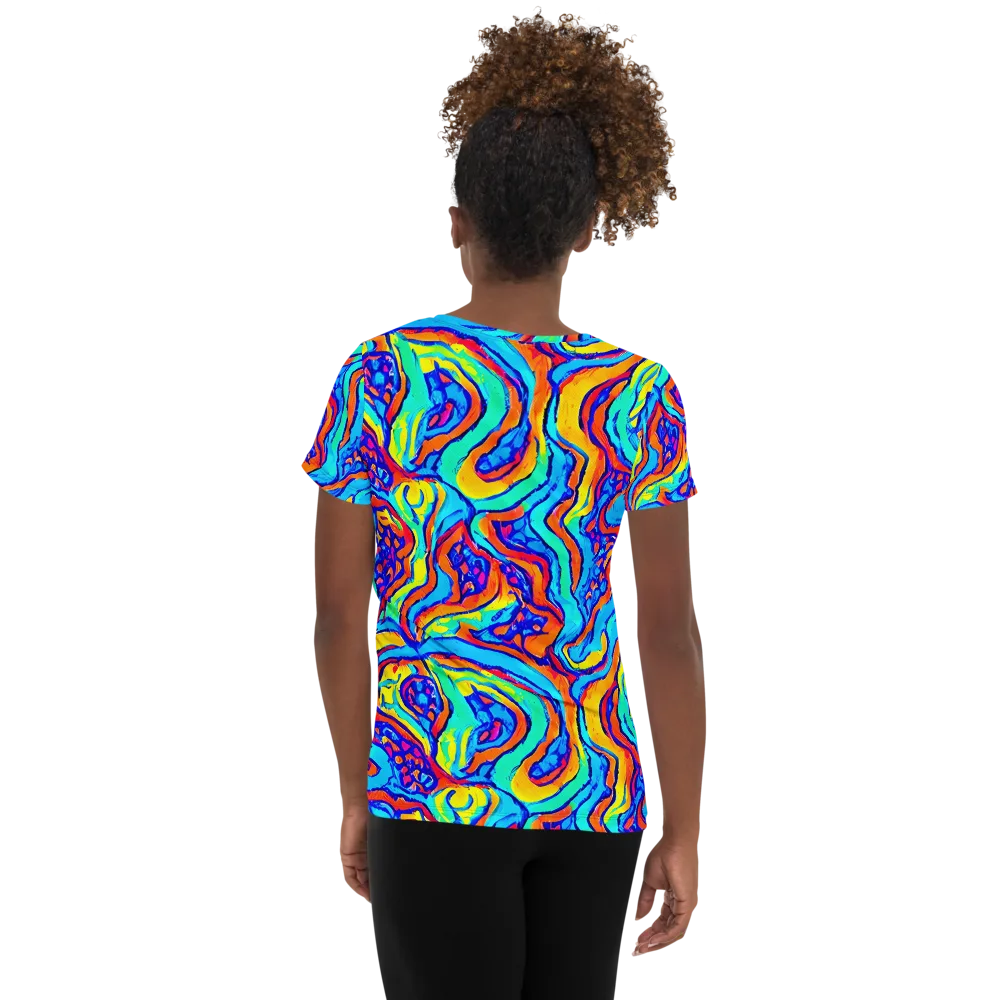 Tangerine Tempest on Women's Athletic T-Shirt — Back