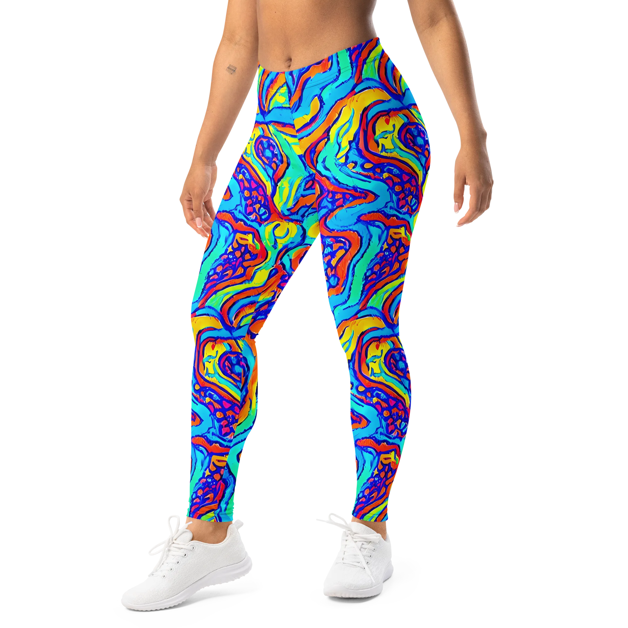 Tangerine Tempest on Leggings — Left Front