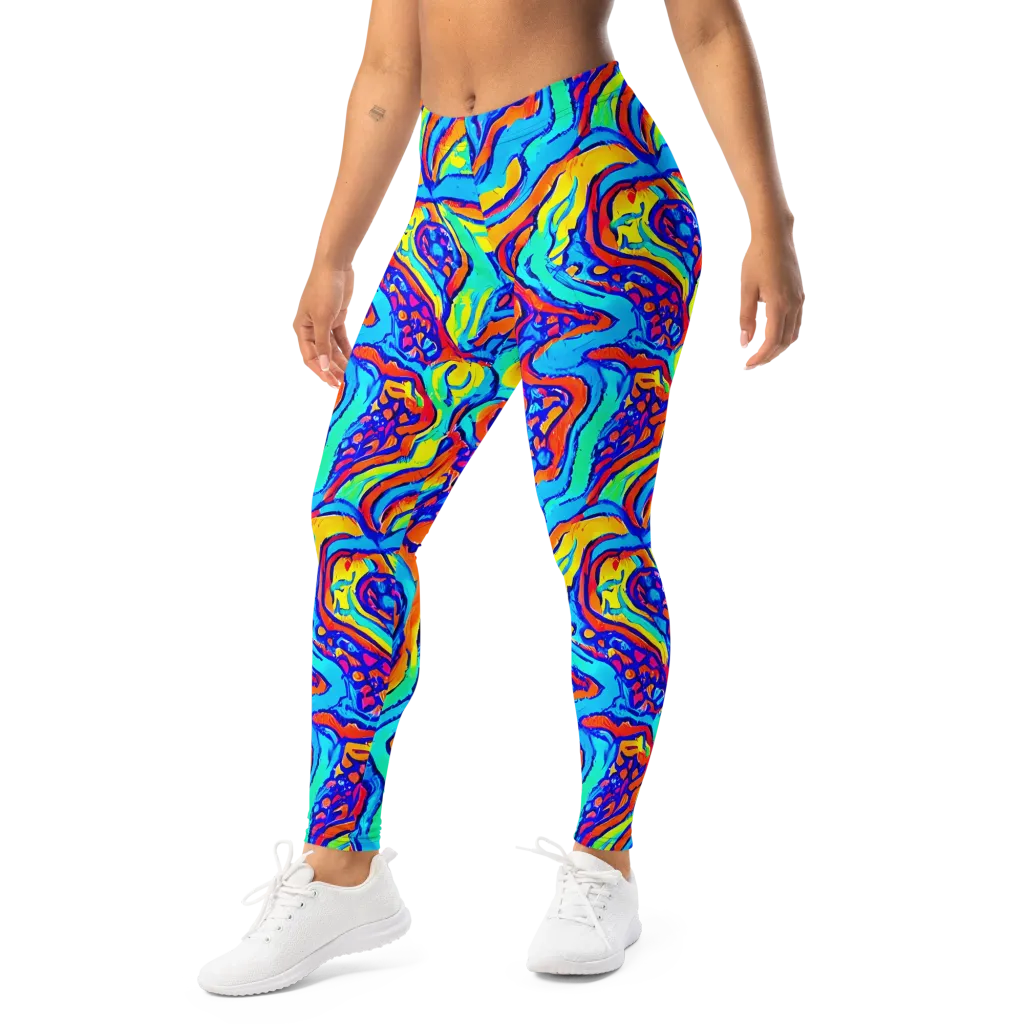 Tangerine Tempest on Leggings — Left Front