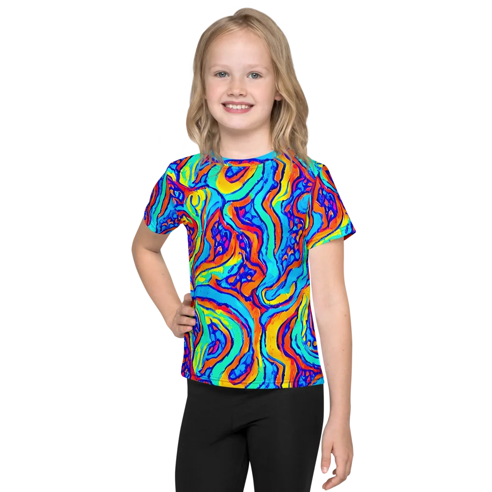 Tangerine Tempest on Kids Crew Neck T-Shirt — Front