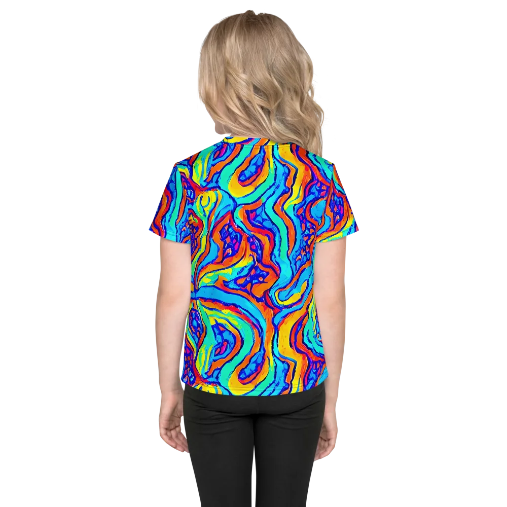 Tangerine Tempest on Kids Crew Neck T-Shirt — Back