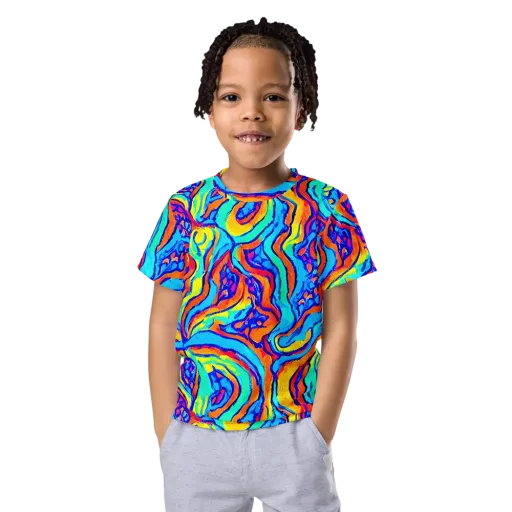 Tangerine Tempest on a Kids Crew Neck T-Shirt