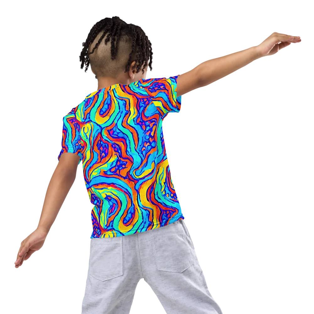 Tangerine Tempest on Kids Crew Neck T-Shirt — Back