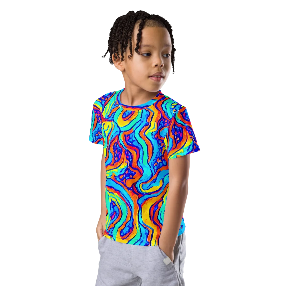 Tangerine Tempest on Kids Crew Neck T-Shirt — Left Front