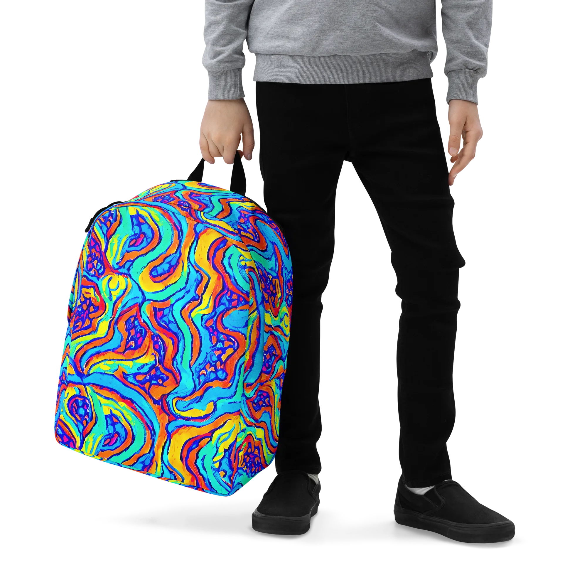 Tangerine Tempest on Minimalist Backpack — Zoomed-in