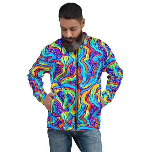 Tangerine Tempest on a Bomber Jacket