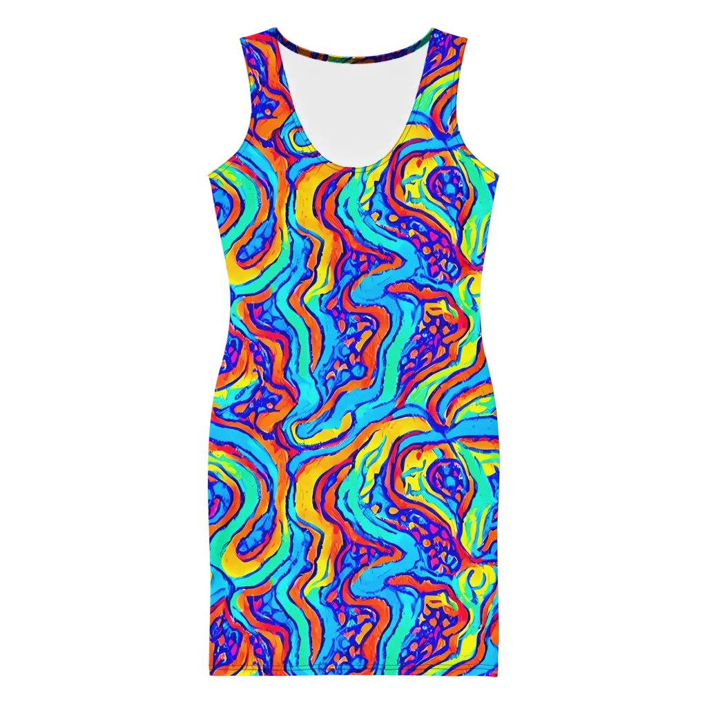 Tangerine Tempest on Bodycon Dress — Front