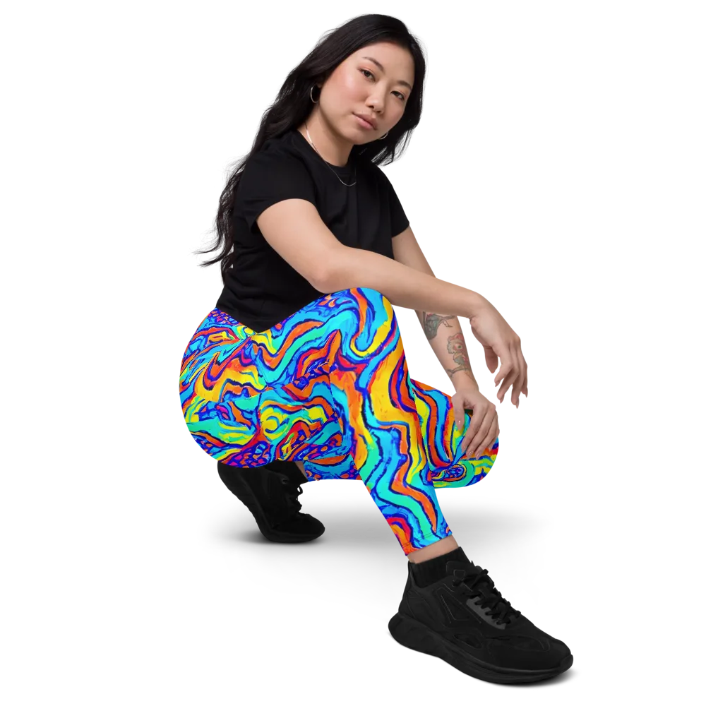 Tangerine Tempest on Leggings with Pockets — Right Front
