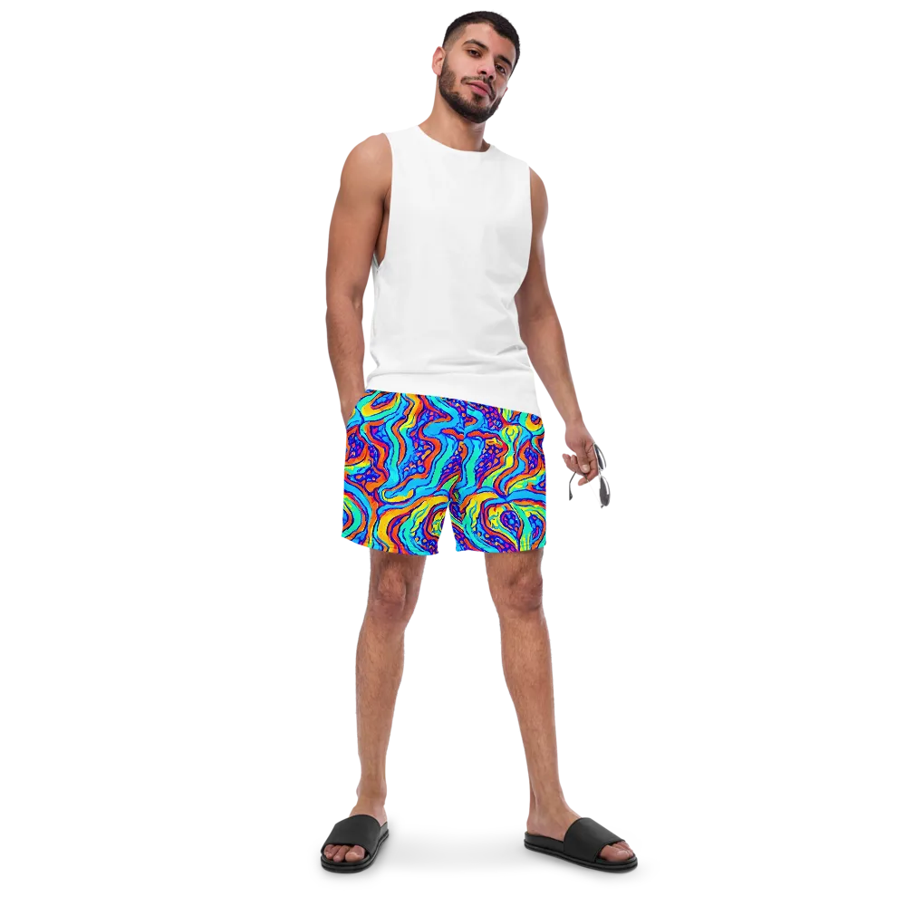 Tangerine Tempest on Swim Trunks — Front
