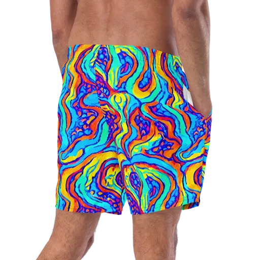 Tangerine Tempest on a Swim Trunks