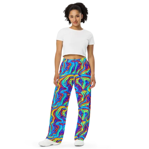 Tangerine Tempest on a Wide-Leg Pants