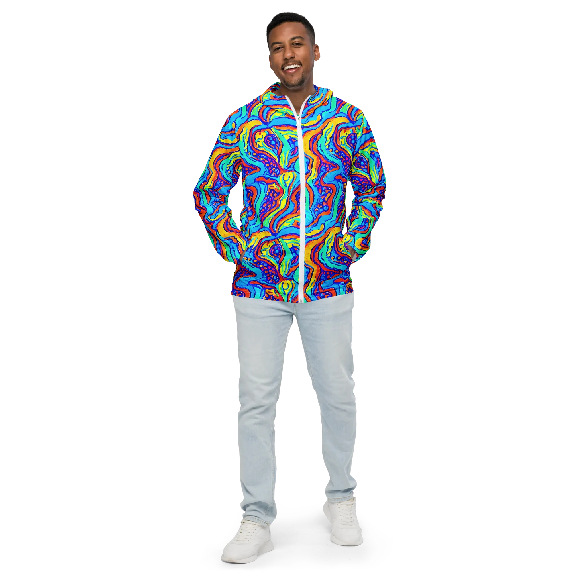 Tangerine Tempest on Men's Windbreaker — Front