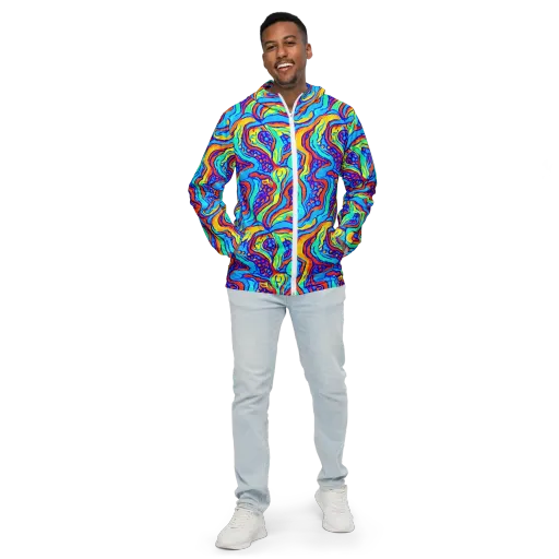 Tangerine Tempest on a Men's Windbreaker