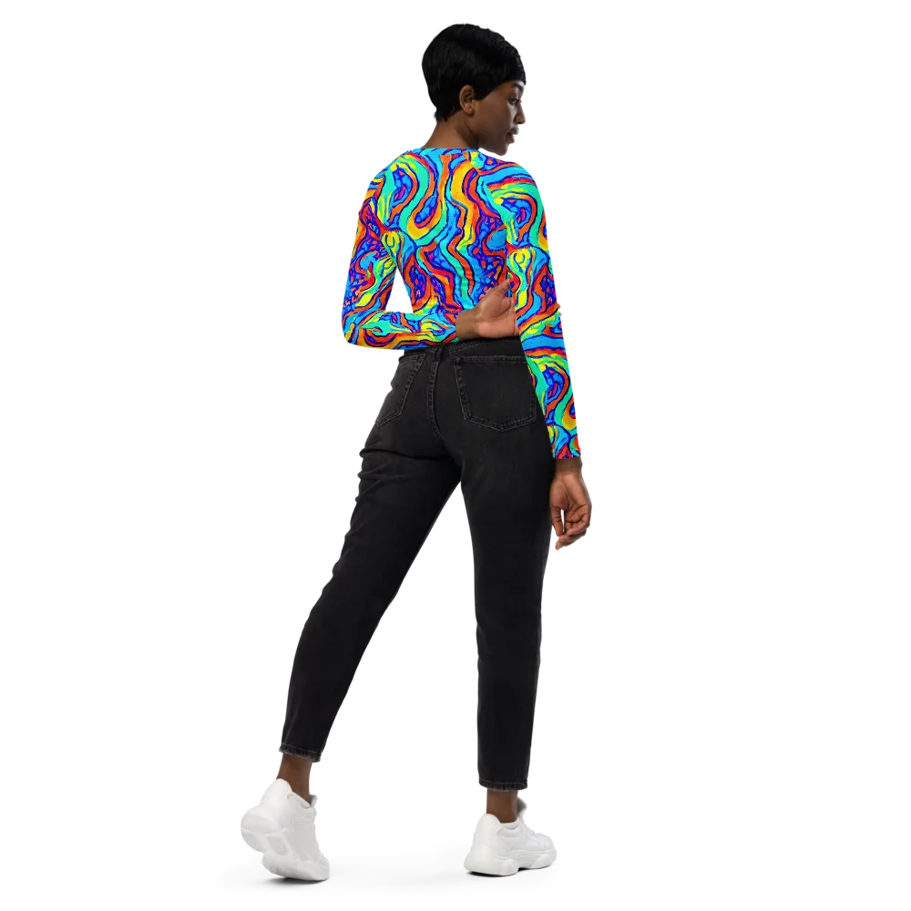 Tangerine Tempest on Long Sleeve Crop Top — Right Back